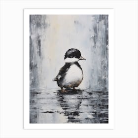 Minimalist Portrait Of A Duckling Black & White 6 Art Print