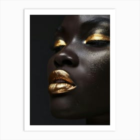 Black Woman With Gold Makeup 2 Art Print