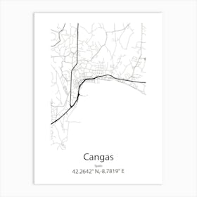 Cangas De Narcea,Spain Minimalist Map Art Print