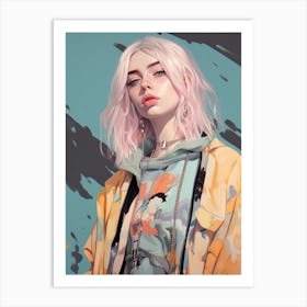 Billie Eilish Pastel Fashion Portrait 1 Art Print