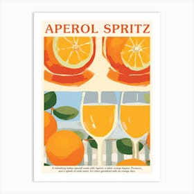 Aperol Spritz Cocktail Poster Pattern Kitchen Art Oranges Art Print