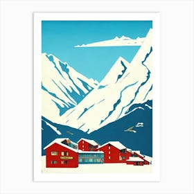 Val Thorens 2, France Midcentury Vintage Skiing Poster Art Print