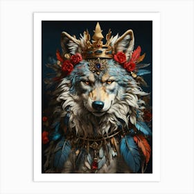 Wolf With Crown 1 Art Print