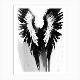 Angel Wings Symbol Black And White Painting Art Print