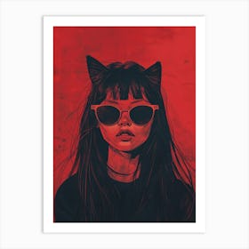 Cat Girl Art Print