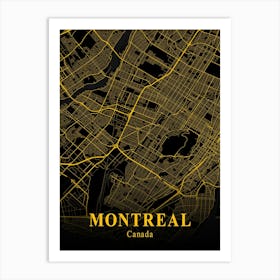 Montreal Gold City Map 1 Art Print