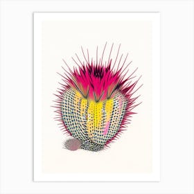 Hedgehog Cactus Minimal Line Drawing 1 Art Print