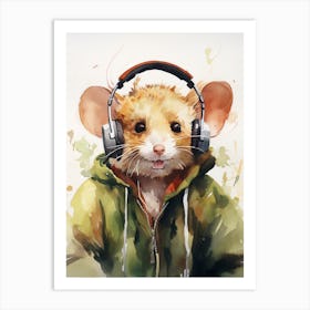 Adorable Chubby Possum Wearing Headphones 2 Art Print