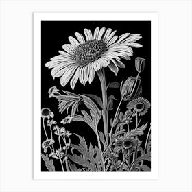 Helenium Wildflower Linocut 2 Art Print