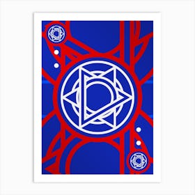 Geometric Abstract Glyph in White on Red and Blue Array n.0001 Art Print