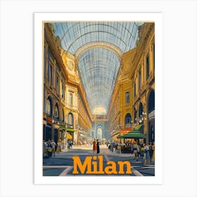 Aihrgdesign A Classic 1960s Travel Poster For Milan Art Print