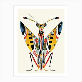 Colourful Insect Illustration Praying Mantis 7 Art Print