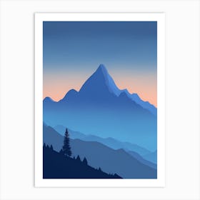 Misty Mountains Vertical Composition In Blue Tone 115 Art Print