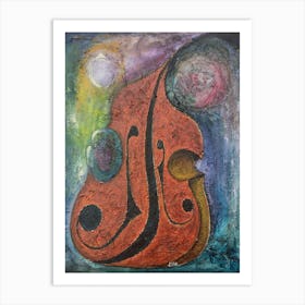 Living Room Wall Art With Double Bass  Art Print