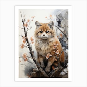 Little Animal, Japanese Brush Painting, Ukiyo E, Minimal 2 Art Print