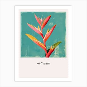 Heliconia 3 Square Flower Illustration Poster Art Print