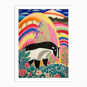 Maximalist Animal Painting Badger 4 Art Print