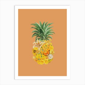 Pineapple Floral Orange Art Print