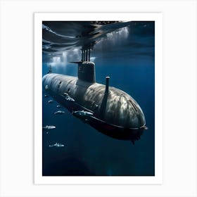 Submarine In The Ocean-Reimagined 6 Art Print