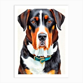 Black And Tan Coonhound 5 Watercolour Dog Art Print