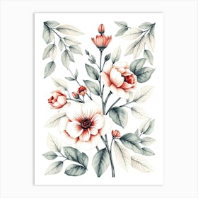 Watercolor Floral Painting Art Print