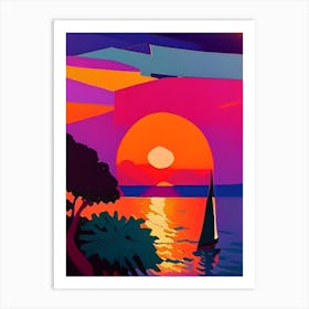 Lake Sunrise Geometric Art Print