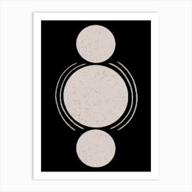 Three Circles On A Black Background Art Print