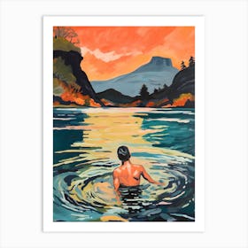 Wild Swimming At Derwentwater Cumbria 2 Art Print