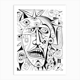 Line Art Inspired By Guernica 3 Art Print