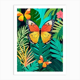 Colourful Butterfly Jungle v4 Art Print