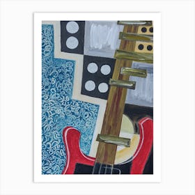 Living Room Wall Art, Rickenbacker, Bass Guitar Abstract Art Print
