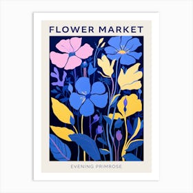 Blue Flower Market Poster Evening Primrose 1 Art Print