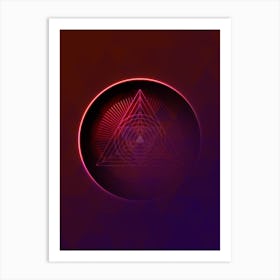 Geometric Neon Glyph on Jewel Tone Triangle Pattern 306 Art Print