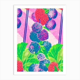 Black Raspberry Risograph Retro Poster Fruit Art Print