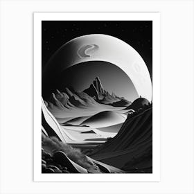 Lunar Landscape Noir Comic 3 Art Print