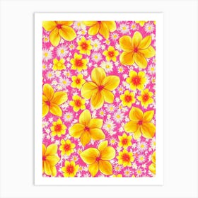 Daffodil Floral Print Retro Pattern 2 Flower Art Print