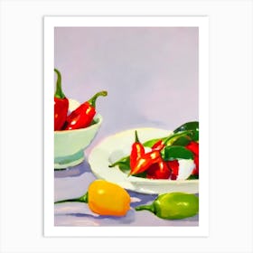 Thai Chili Pepper Tablescape vegetable Art Print