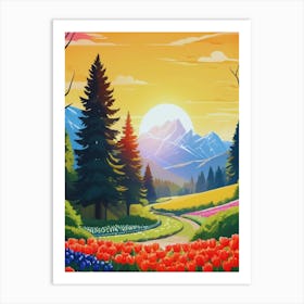 Landscape With Flowers 2 Art Print