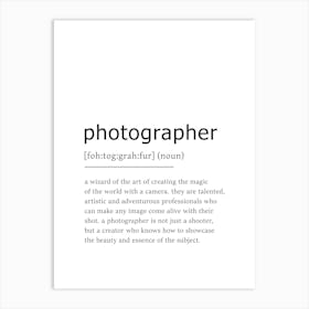 Photographer Definition Poster - Dictionary Art Print