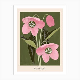 Pink & Green Hellebore 1 Flower Poster Art Print