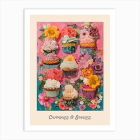 Cupcakes & Smiles Retro Poster 1 Art Print