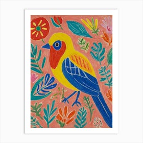 Bird On A Pink Background Style Henri Matisse Art Print