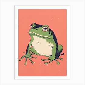 Frog Unimpressed, Matsumoto Hoji Inspired Japanese Green And Pink 6 Art Print
