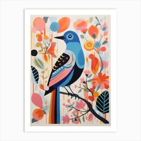 Colourful Scandi Bird Bluebird 2 Art Print