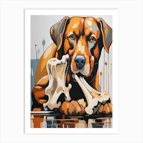 Dog With Bone Art Print