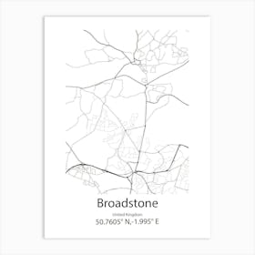 Broadstone,United Kingdom Minimalist Map Art Print