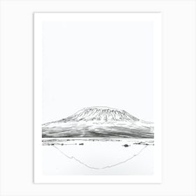 Mount Kilimanjaro Tanzania Line Drawing 3 Art Print