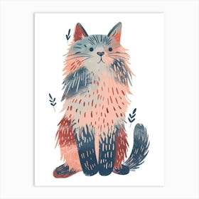 Highlander Cat Clipart Illustration 4 Art Print