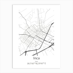 Inca,Spain Minimalist Map Art Print