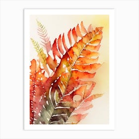 Autumn Fern Watercolour Art Print